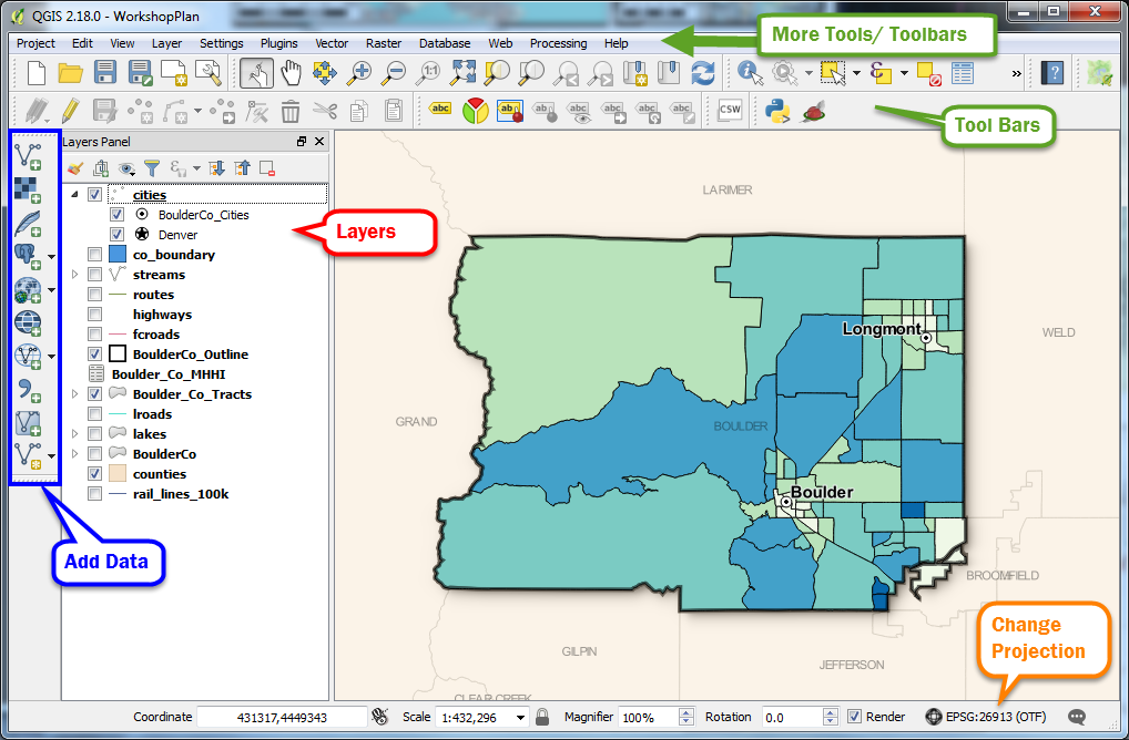 The QGIS interface